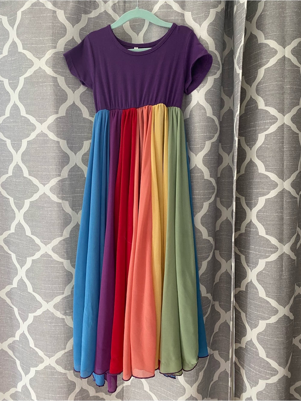 Girls' Rainbow Twirl Panel Dress - Purple Top